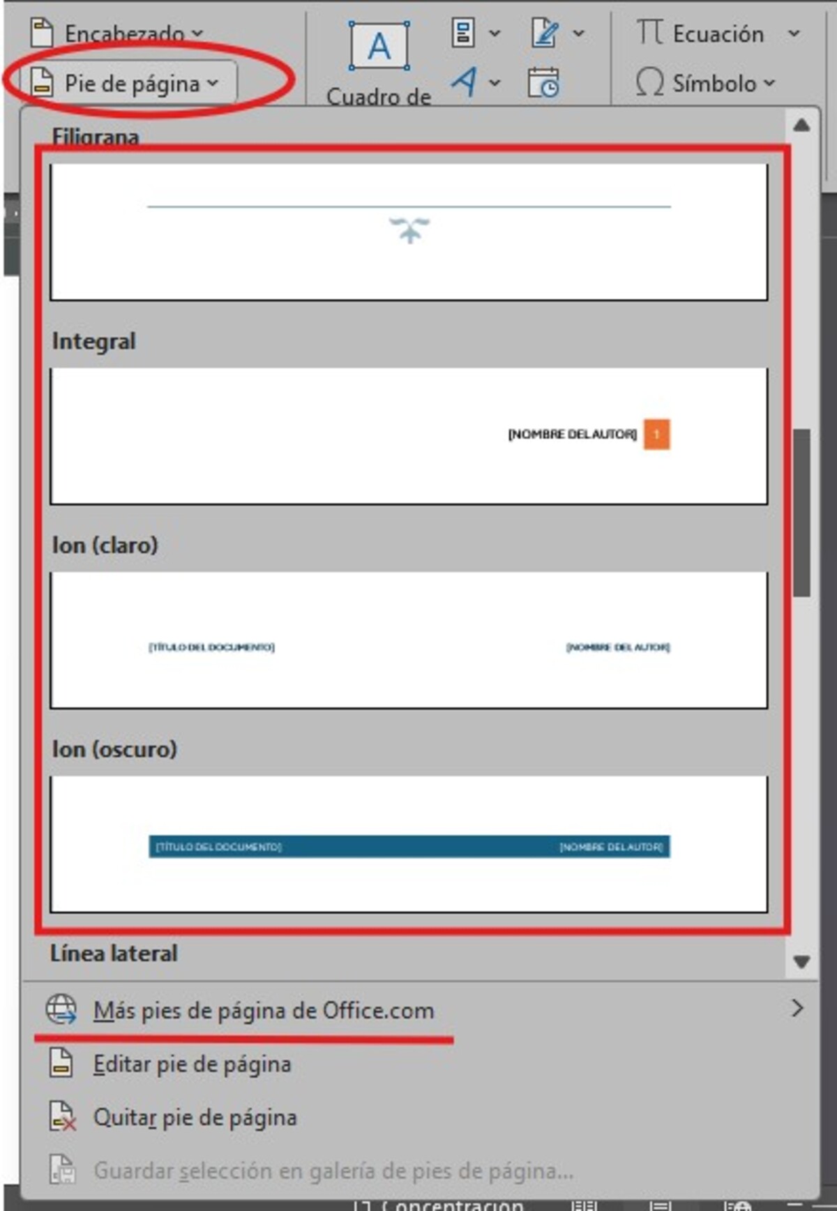 poner pie de página en Word poner pie de página en Word