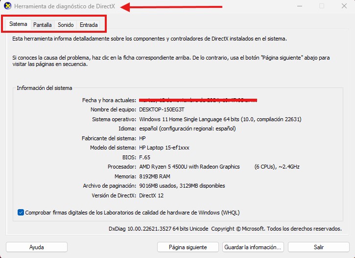 saber los componentes de tu PC directx saber los componentes de tu PC