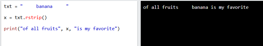 Eliminar espacios finales en cadenas con str.rstrip() en Python 1 str.rstrip()