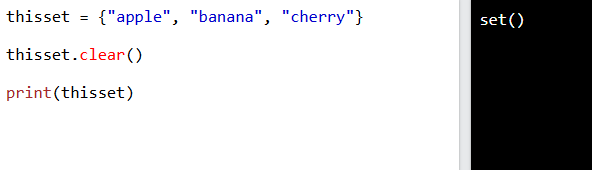 ¿Cómo usar set.clear() en Python correctamente? 1 set.clear() en Python