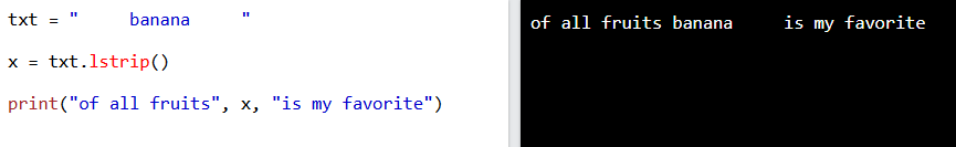 Eliminar espacios al inicio en Python: aprende qué es str.lstrip() 1 str.lstrip()