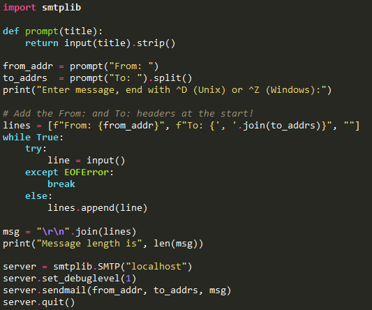 ¿Cómo funciona el import smtplib en Python? 1 import smtplib en Python