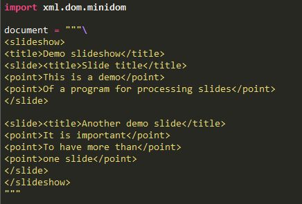 ¿Qué es import xml.dom.minidom y cómo usarlo en Python? 1 import xml.dom.minidom