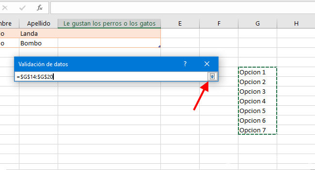lista desplegable en excel